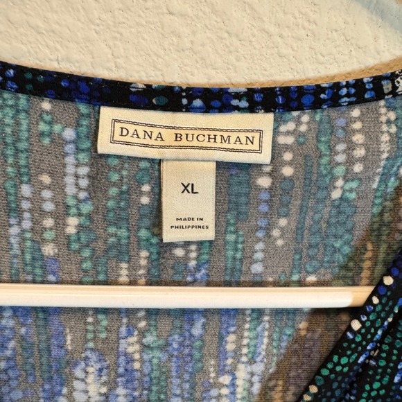Dana Buchman Women's XL Sleeveless Top Blouse Blue Green Abstract Print - Picture 3 of 5